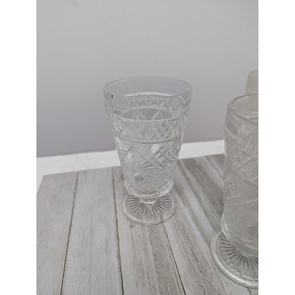 Set 3 Vintage Hazel Atlas Big Top Peanut Butter Footed Tea Water Goblets - Picture 2 of 9